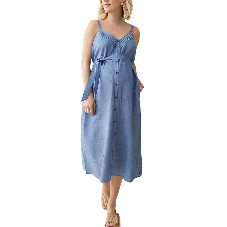 Ingrid & Isabel Maternity Chambray Button Front Dress