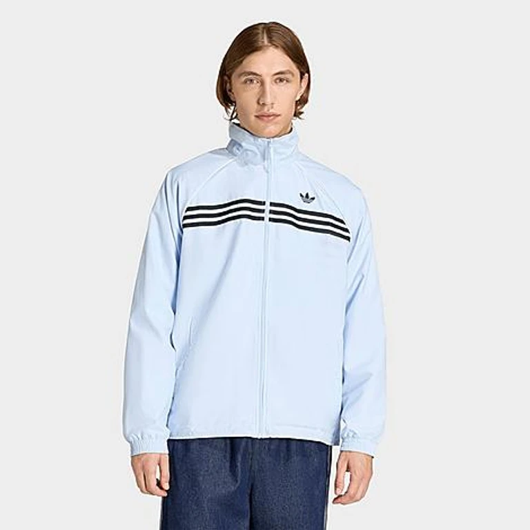 adidas Men's Originals Chest Stripes Track Top in Crystal Sky Size: XS