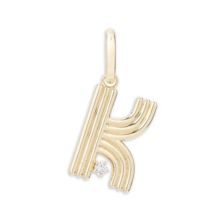 Adina Reyter 14K Yellow Gold Groovy Diamond Initial Pendant