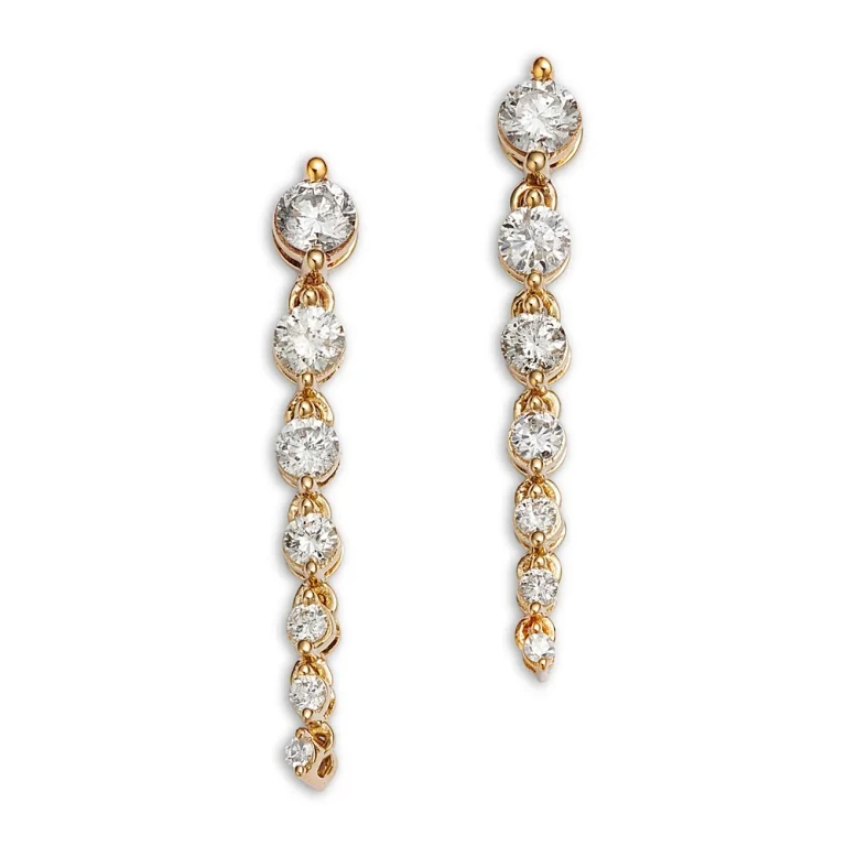 Diamond Graduated Linear Drop Earrings in 14K Yellow Gold, 0.5 tcw
