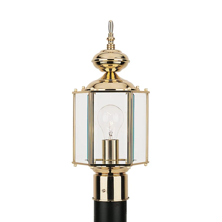 Polished Brass One Light Outdoor Post Lantern from the Classico Collection