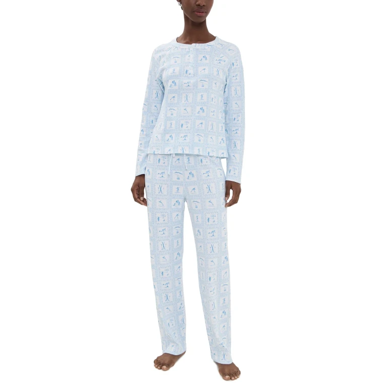Hill House Home The Olivia Pants Pajama Set Blue Botanical L