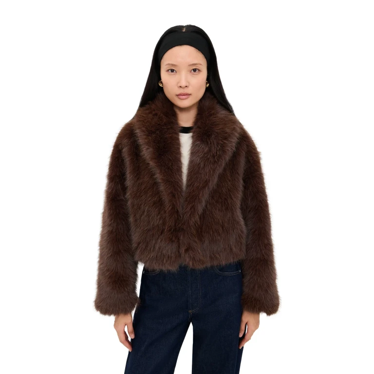 Lioness Madame Faux Fur Jacket Chocolate L