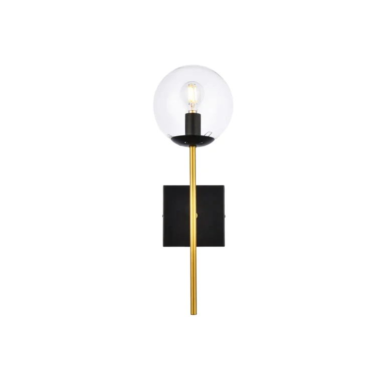 Black and Brass One Light Wall Sconce from the Neri Collection