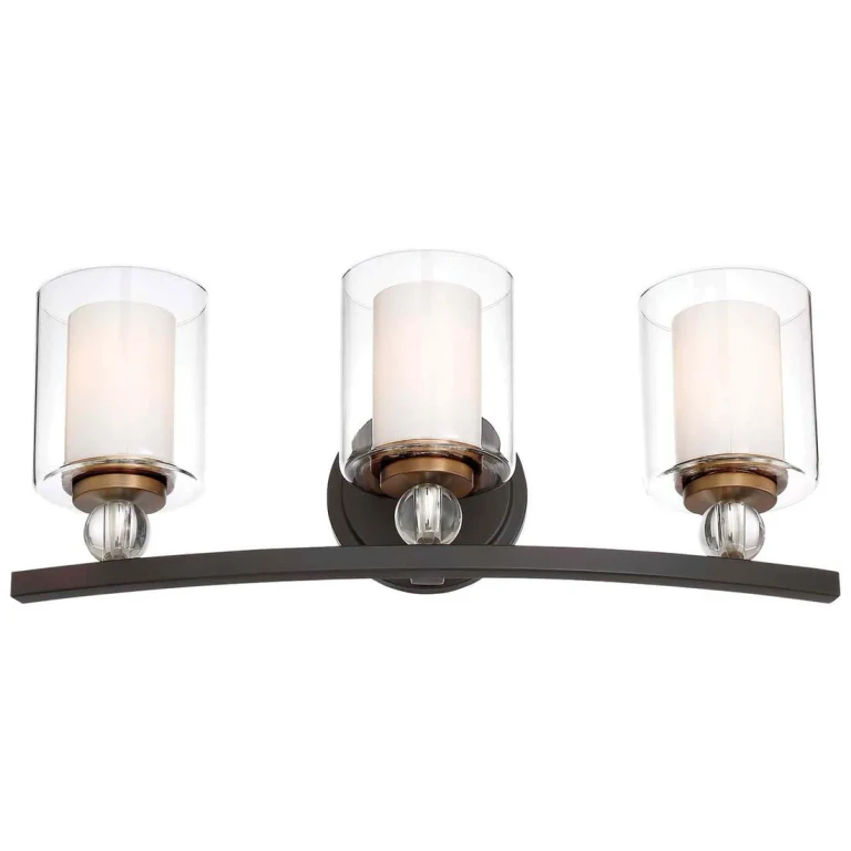 Studio 5 3-Light Bathroom Vanity Light in Painted Bronze with Natural Brush