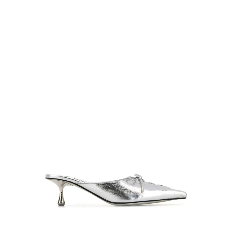 Silver Leather Scarlett Mules Scarpe Con Tacco - Women