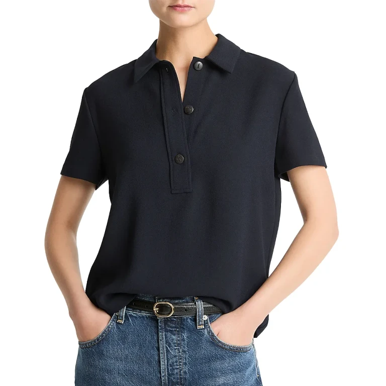 Vince Crepe Short Sleeve Polo