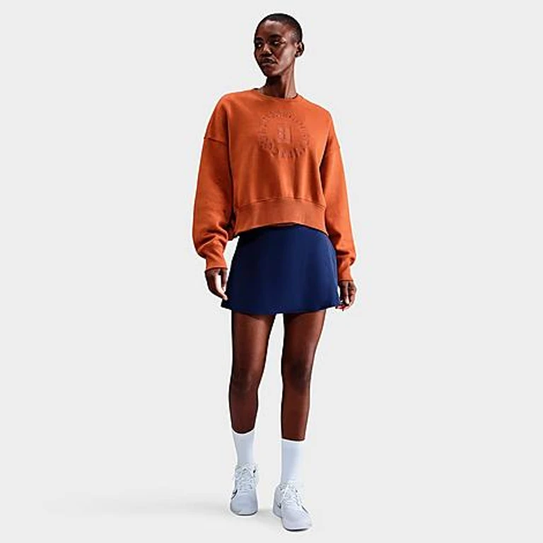 Court Phoenix Fleece Over-oversized Heritage Crewneck Sweatshirt in Dark Russet/Cinnamon