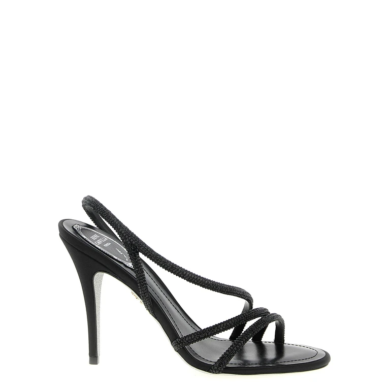 Rene Caovilla Black Viscose Stiletto Heel Sandals - Women