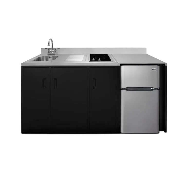 Summit 72" Wide All-In-One Kitchenette - Black & Stainless Steel