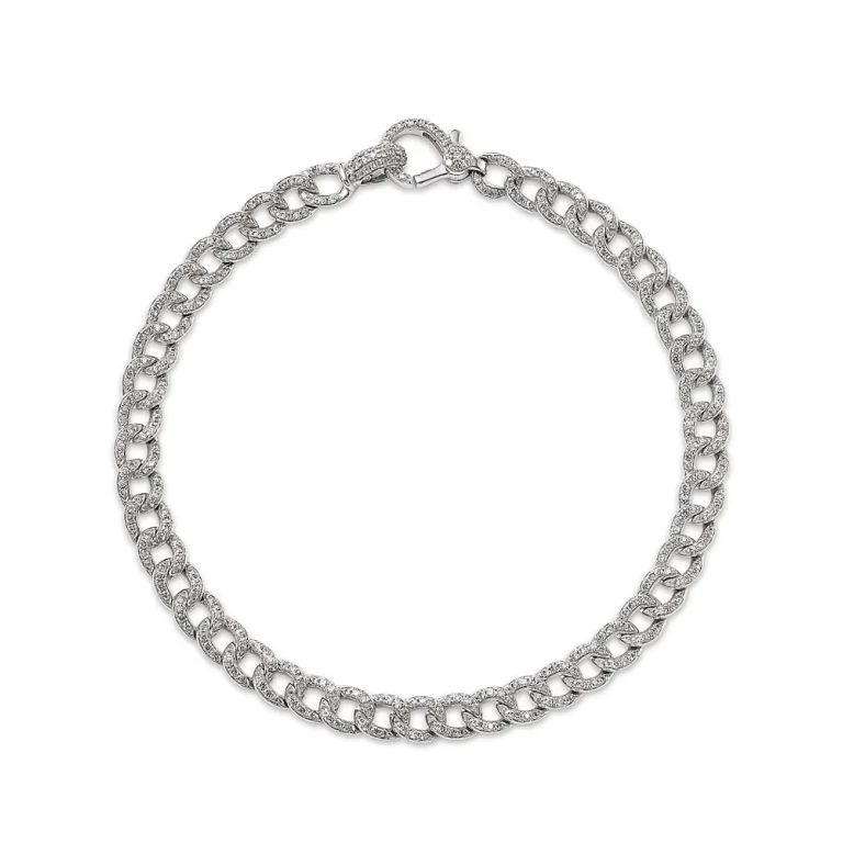 Pave Diamond Chain Link Bracelet in 14K White Gold, 1.50 tcw
