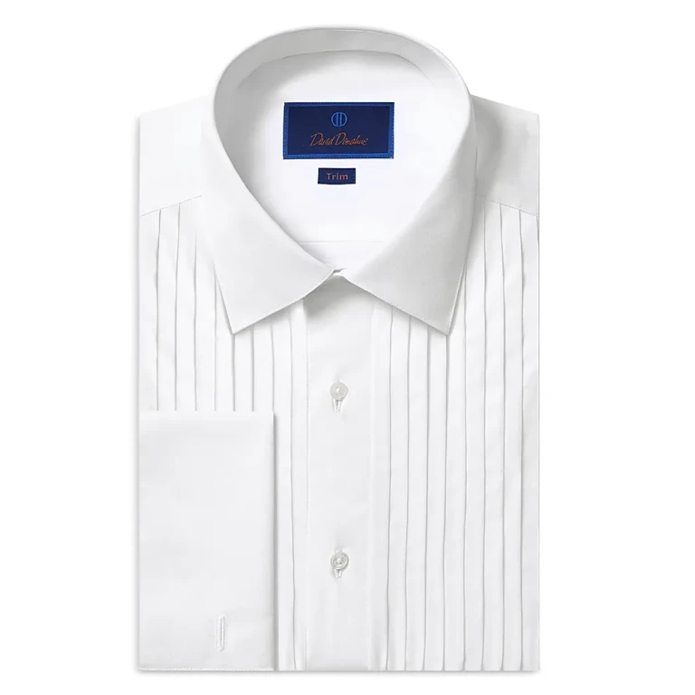 David Donahue Trim Fit 18 Pleated Bib Front Formal Shirt
