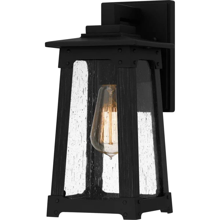 Matte Black One Light Outdoor Wall Mount from the Drescher Collection