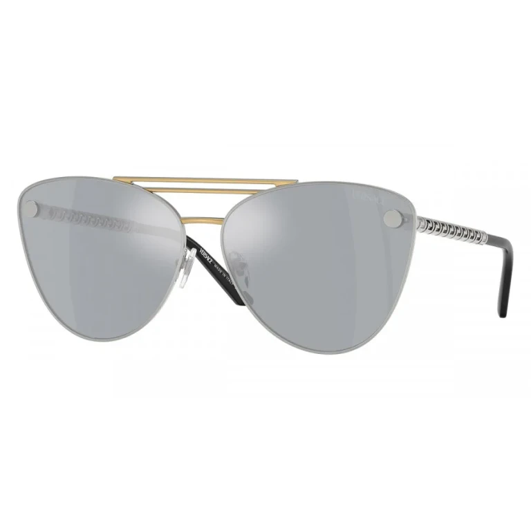 Versace Blue Mirror Silver Cat Eye Ladies Sunglasses VE2267 15141U 64