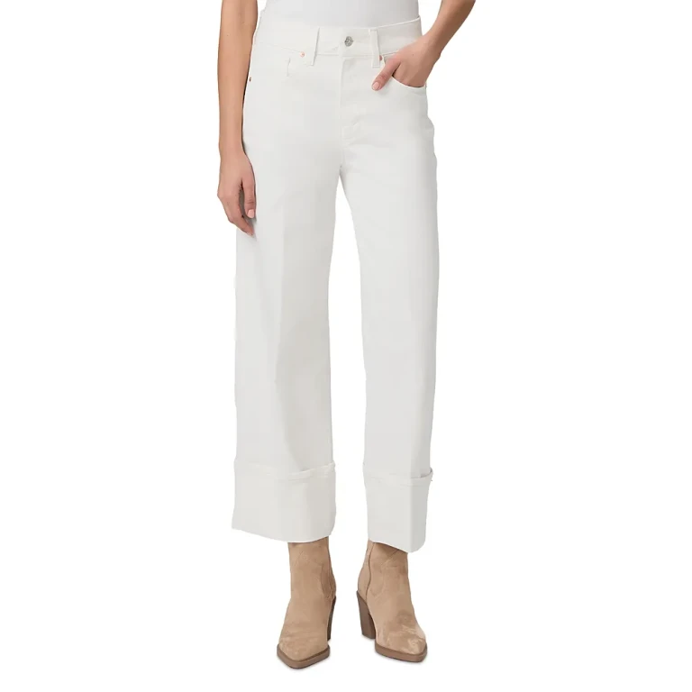 Paige Sasha High Rise Ankle Wide Leg Jeans in Tonal Ecru