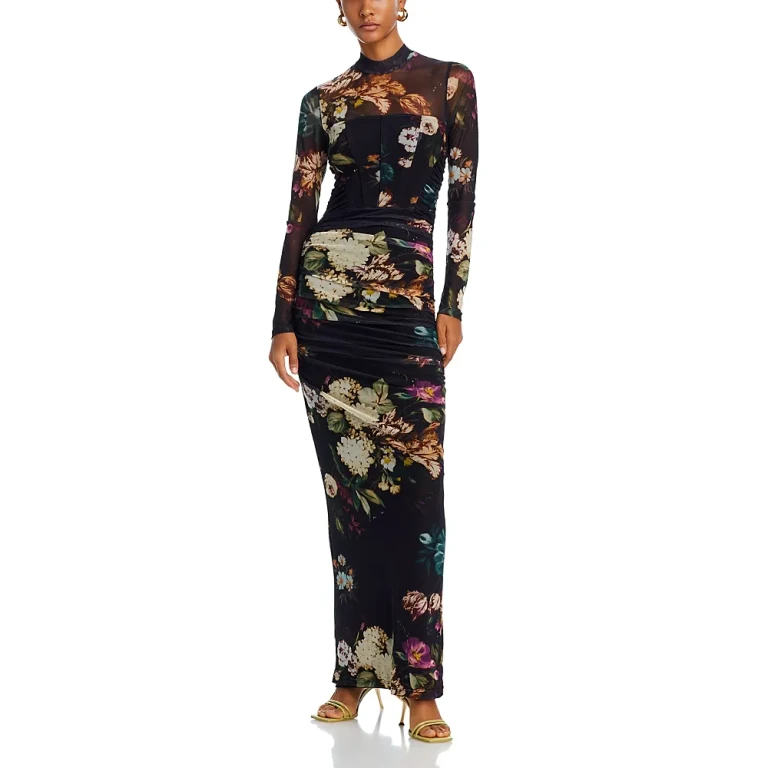 Black Halo Lexington Floral High Neck Gown
