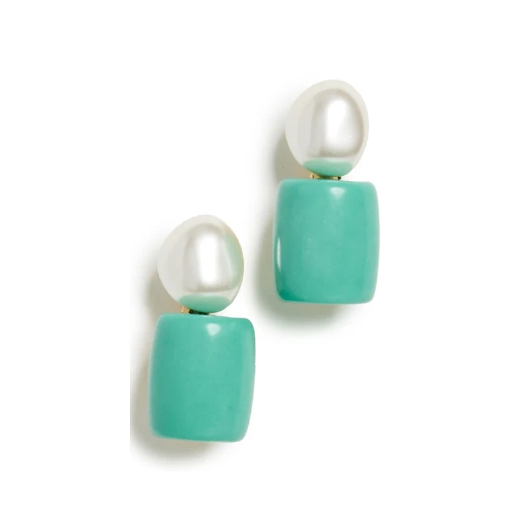 Lele Sadoughi Pebble Stud Earrings Turquoise Sea One Size