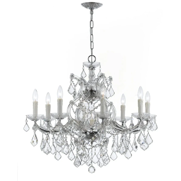 Maria Theresa 9-Light 23" Traditional Chandelier in Polished Chrome with Clear Hand Cut Crystals