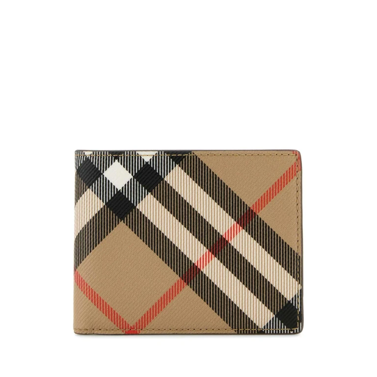 portemonnee van bedrukt canvas met ruitpatroon