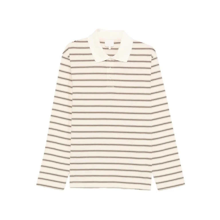 A. p.c. Striped Long-sleeve Polo Shirt