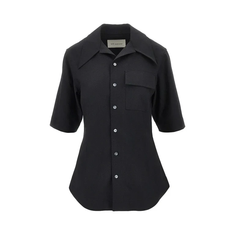 AMI Wool twill short-sleeved shirt Woman 38