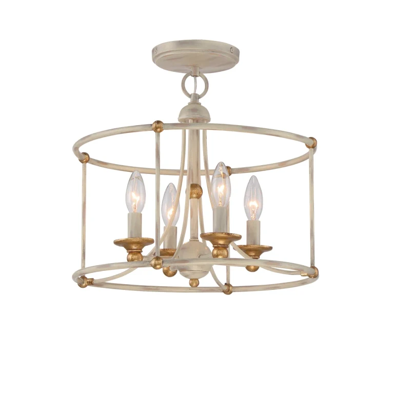 Westchester County 4-Light Ceiling Light in Farm House White With Gilded Gold