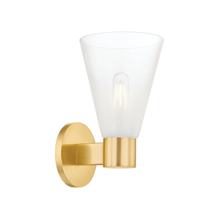Aged Brass One Light Wall Sconce from the Alma Collection