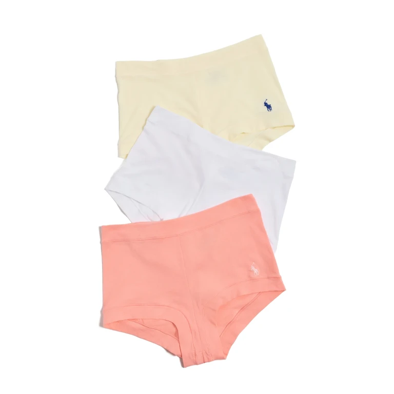 Polo Ralph Lauren Club Cotton Girl Shorts Panties 3 Pack White Cloud/Yellow/Citrine M