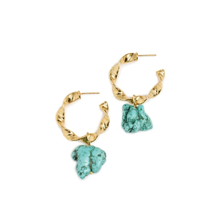 Maison Irem Rocky Hoop Earrings Gold One Size