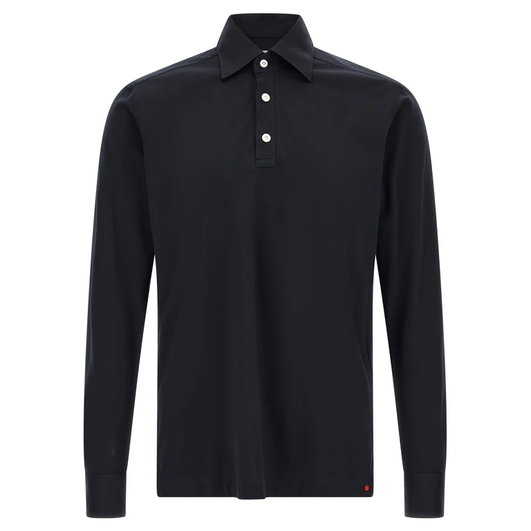 Kiton Positano Polo Shirt Blue Cotton - Men