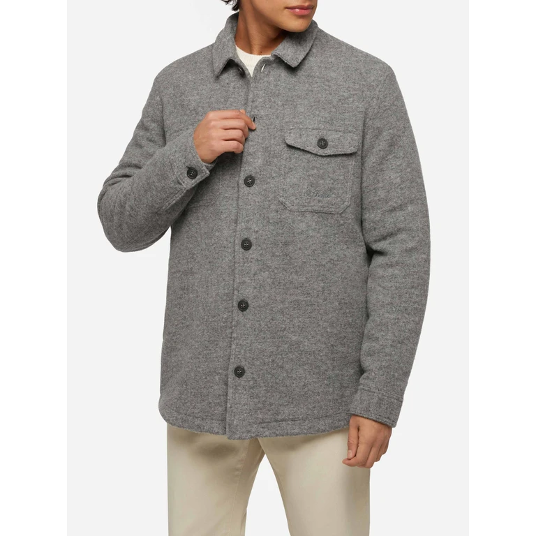 Mc2 Saint Barth Man Grey Wool Blend Overshirt Landeck Jacket - Men
