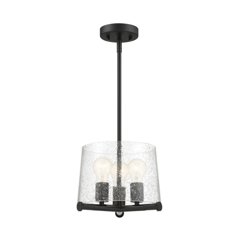 Matte Black Three Light Pendant from the Matteson Collection