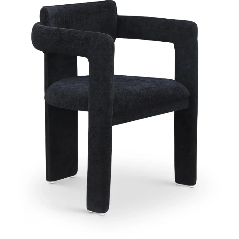 Brenda Black Chenille Upholstered Dining Chair, Set of 2