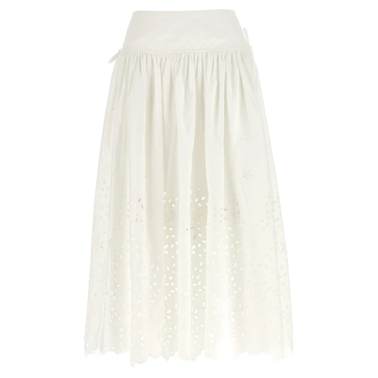 Self Portrait Jupe Midi - Blanc (SS25137MSKWWHITE)