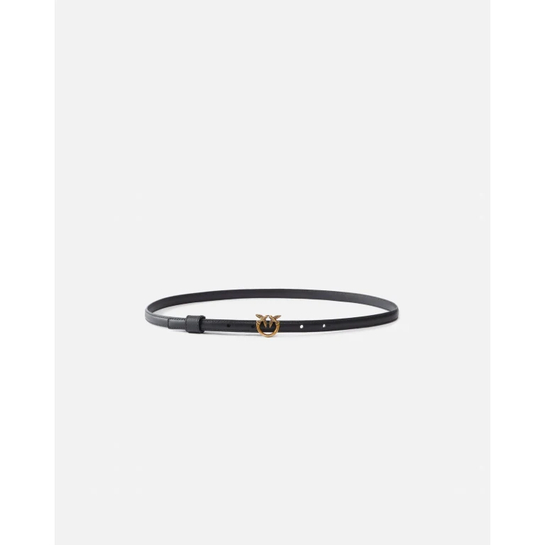 Pinko Fine Leather Belt with Love Birds Buckle 1 cm