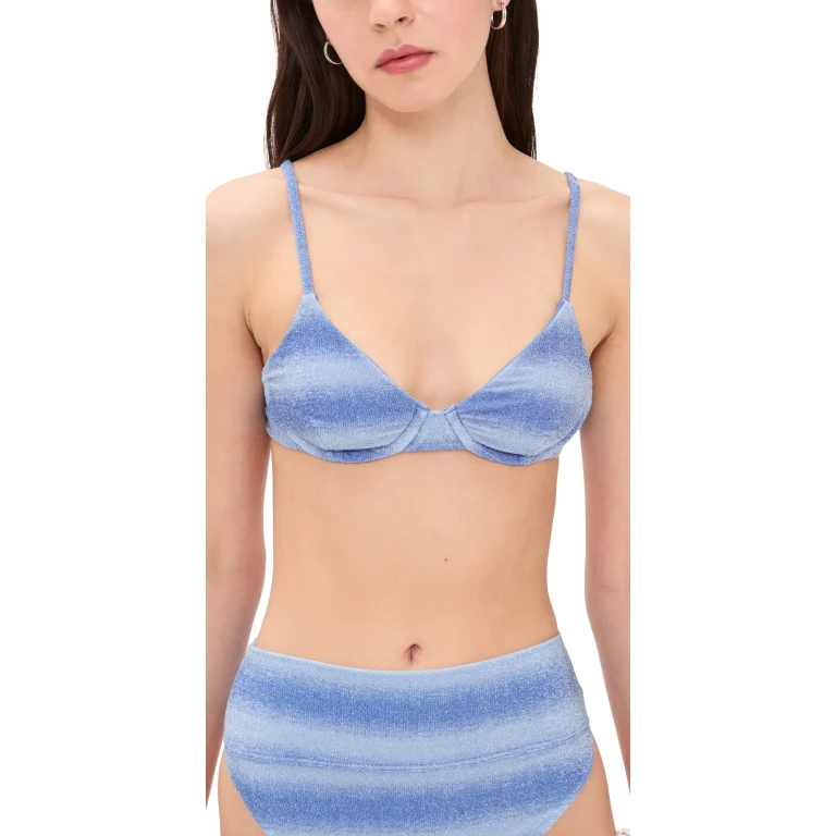 Beach Riot Camilla Bikini Top Aqua Haze L