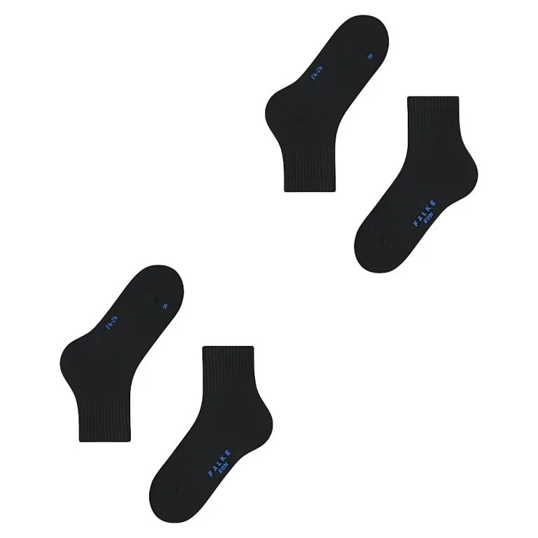 Falke Run Cotton Blend Solid Ribbed Ankle Socks, Pack of 2