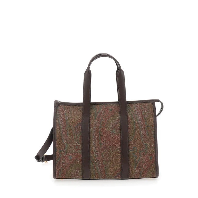 Paisley Print Handbag in Coated Cotton and Calfskin Leather (WP1A0010AA001M0019)