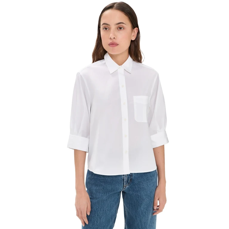 rag & bone Lucia Poplin Button Down Shirt White L