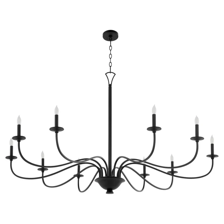 Matte Black Ten Light Chandelier from the Maryse Collection