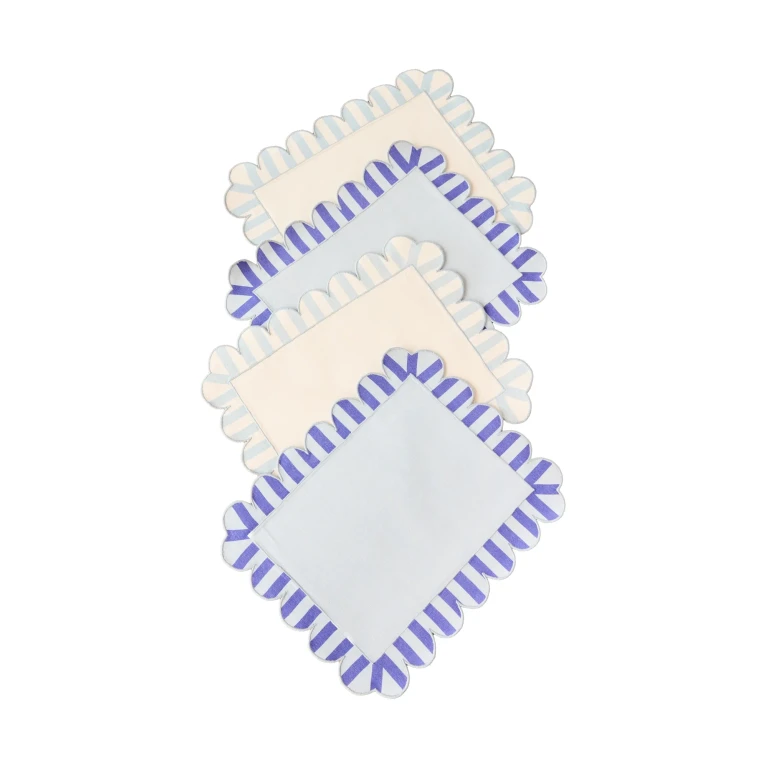 Misette Embroidered Linen Placemats Set of 4 Blue One Size