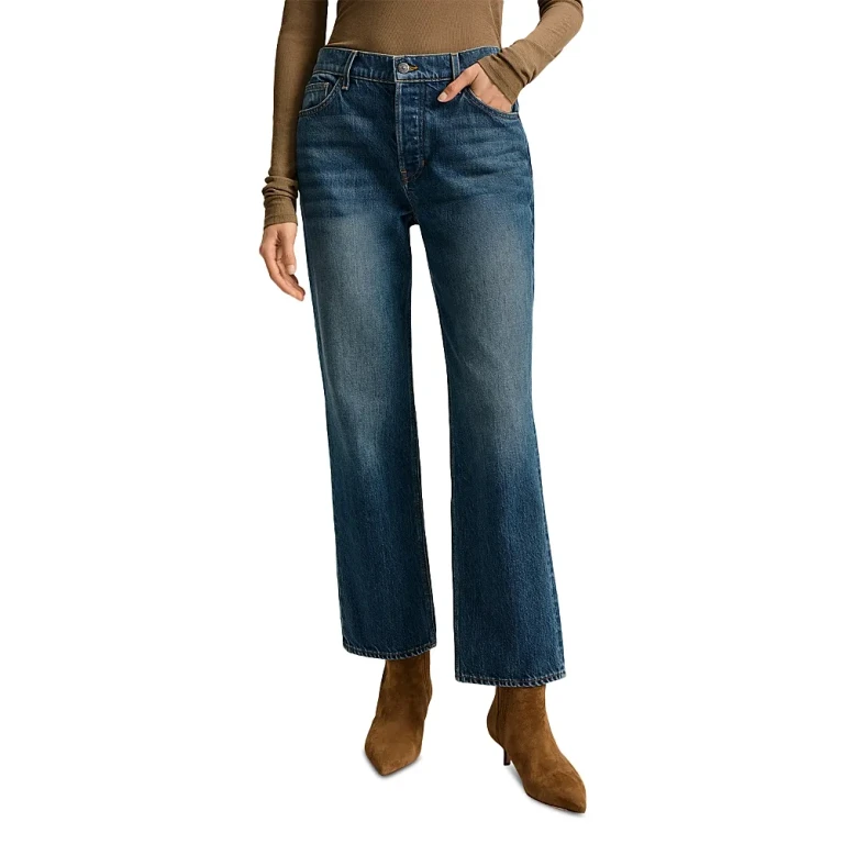 Veronica Beard Leah Mid Rise Straight Jeans in Equinox Blue