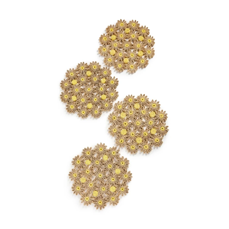 Kim Seybert Daisy Placemats Set of 4 Natural/Yellow One Size