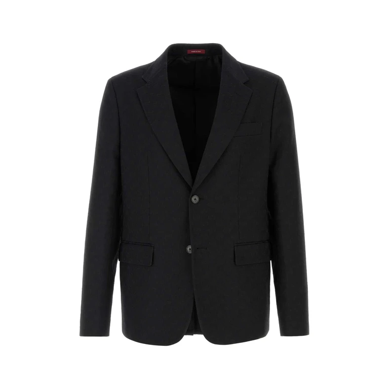 Gucci Black Cotton Blend Blazer Blackblackblack T Polyester Giacche E Gilet - Men