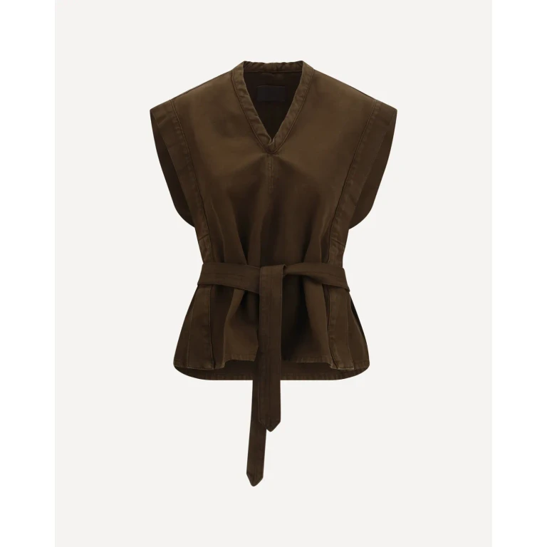 LEMAIRE Broken Twill top with belt T Woman 36
