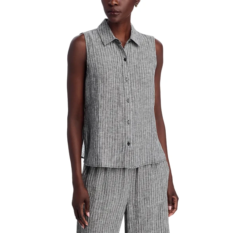 Eileen Fisher Linen Striped Sleeveless Shirt