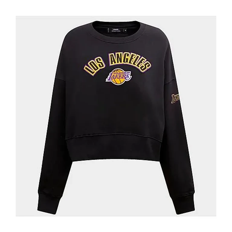 Pro Standard Women's Los Angeles Lakers NBA Classic Fleece Crewneck Sweatshirt in Black Size: XS