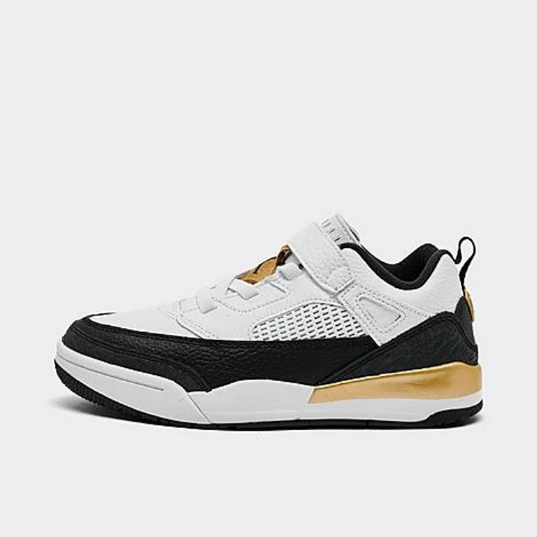 Jordan Little Kids Spizike Low Casual Shoes in White/Metallic Gold/Black Size: 10.5