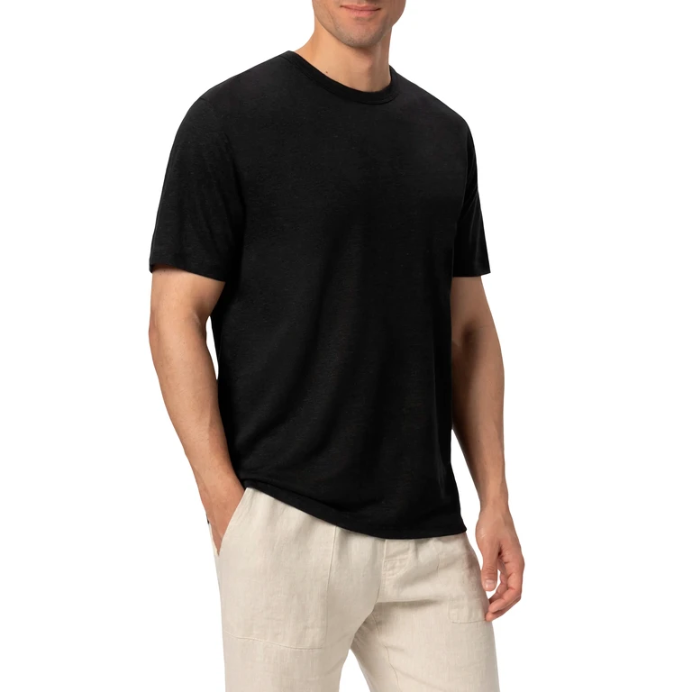 Mc2 Saint Barth Black Linen Jersey T-Shirt Ecstasea - Men