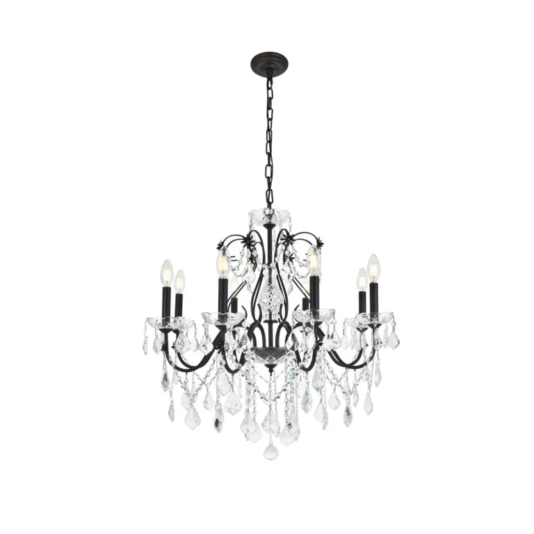 Dark Bronze Eight Light Chandelier from the St. Francis Collection